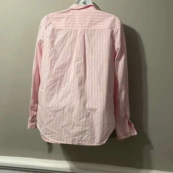 Gap, pure cotton, button-down long sleeve shirt for women, pink and white size S - Picture 3 of 5